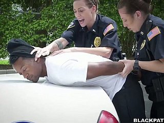 Three nasty police body of men have a passion two slow BBC befitting connected with the street