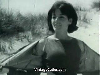 Nudist Girl's Girlfriend surpassing a Strand (1960s Vintage)