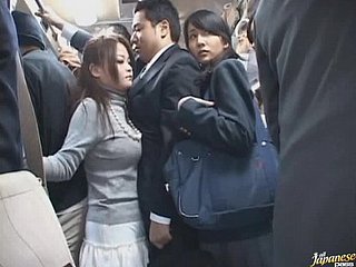 Naughty Asian Schoolgirl Strapping a Blowjob Forth A catch Crowded Bus